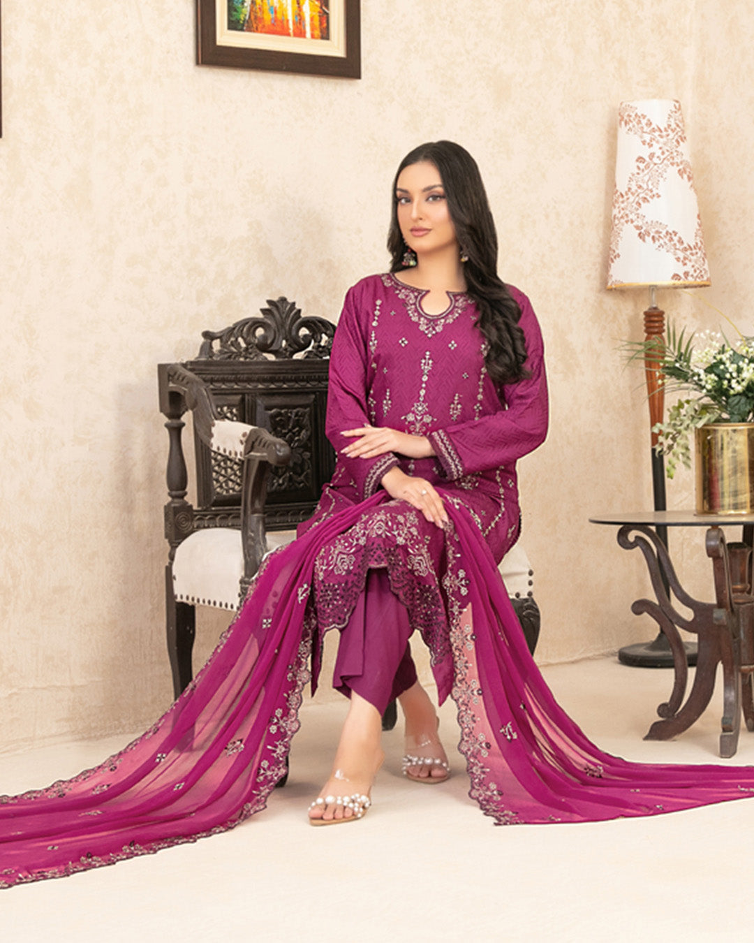 -Nurguz-  Un-Stitched Embroidered Viscose Jacquard suit for women