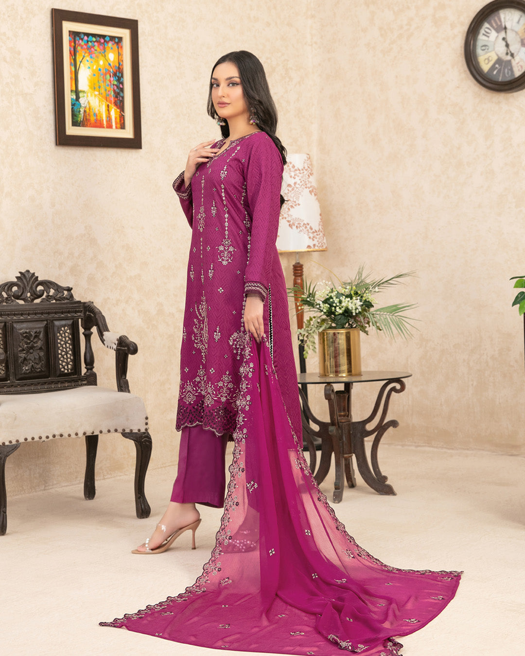 -Nurguz-  Un-Stitched Embroidered Viscose Jacquard suit for women