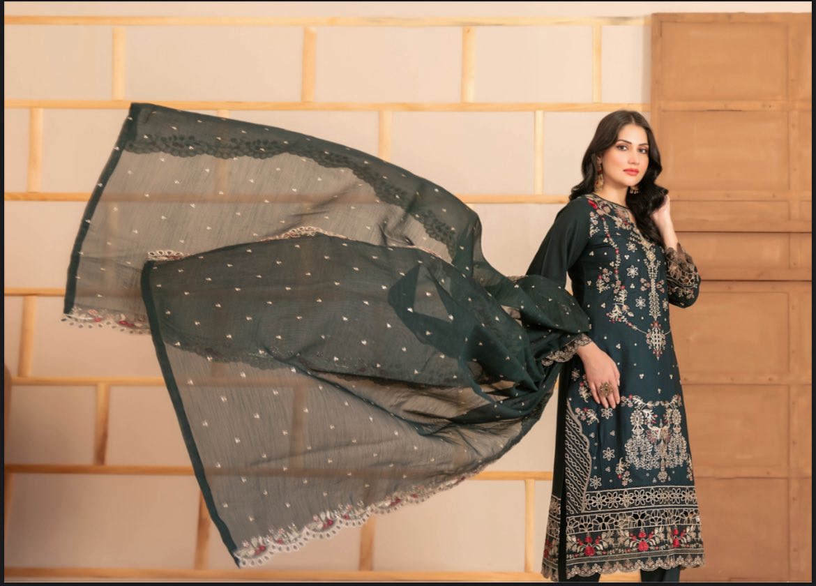 Mahani - Tawakkal -  Semi-Stitched Fancy Embroidered Viscose Cross Slub suit for women