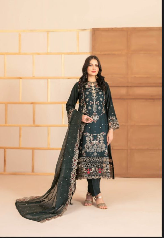 Mahani - Tawakkal -  Semi-Stitched Fancy Embroidered Viscose Cross Slub suit for women
