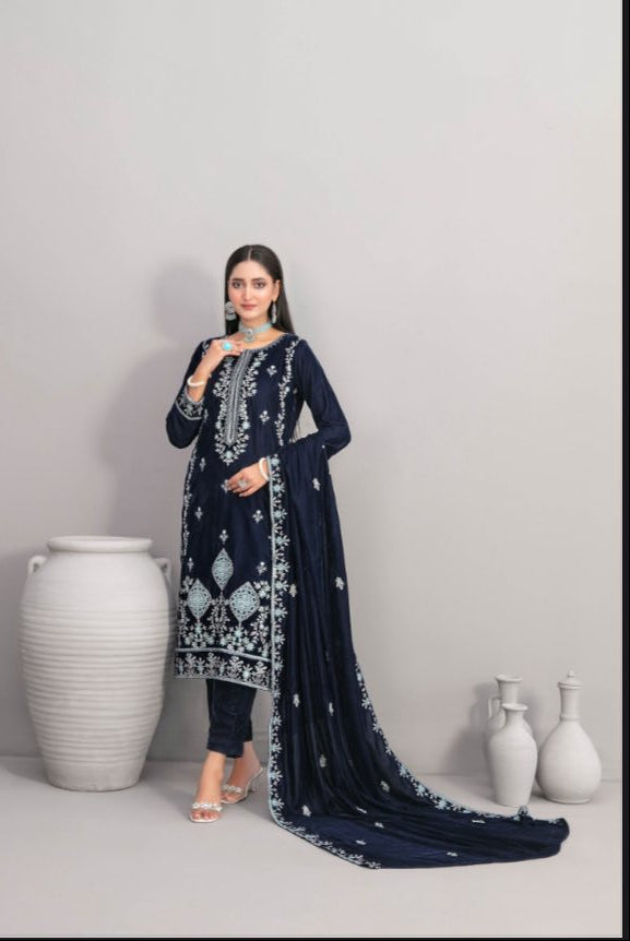VELVORA - TAWAKKAL - Unstitched Fancy Heavy Embroidered Velvet suit for women