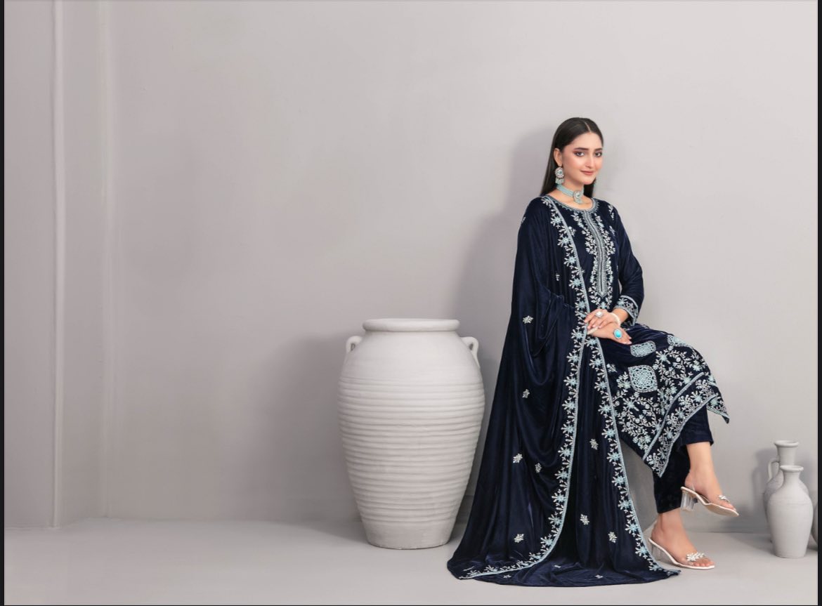 VELVORA - TAWAKKAL - Unstitched Fancy Heavy Embroidered Velvet suit for women