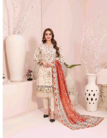 D - 2901 - Sevil - Un-Stitched Embroidered Digital Printed Lawnsuit for women