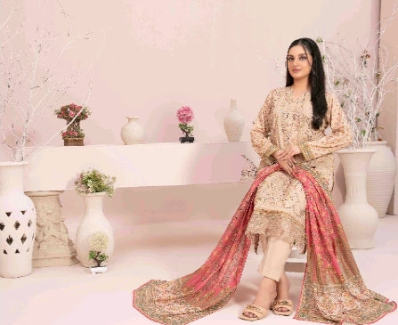 D - 2890 - Sevil - Un-Stitched Embroidered Digital Printed Lawn suit for women