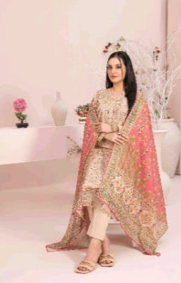 D - 2890 - Sevil - Un-Stitched Embroidered Digital Printed Lawn suit for women