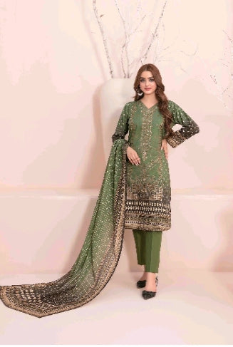D - 2895 - Sevil -  Un-Stitched Embroidered Digital Printed Lawn suit for women