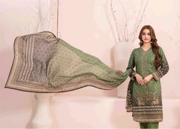 D - 2895 - Sevil -  Un-Stitched Embroidered Digital Printed Lawn suit for women