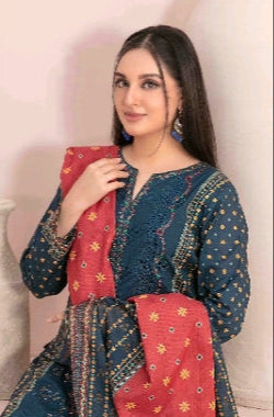 D - 2896 - Sevil - Un-Stitched Embroidered Digital Printed Lawn suit for women