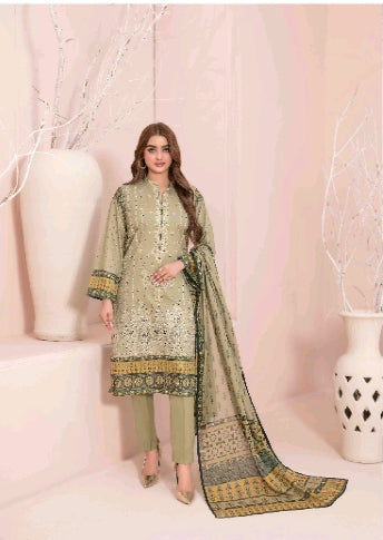 D - 2893 - Sevil - Un-Stitched Embroidered Digital Printed Lawn suit for women