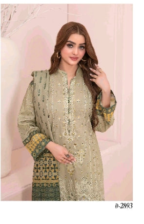 D - 2893 - Sevil - Un-Stitched Embroidered Digital Printed Lawn suit for women
