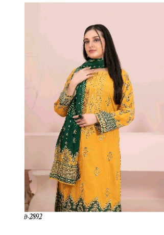 D - 2892 - Sevil - Un-Stitched Embroidered Digital Printed Lawn suit for women