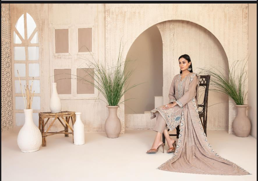 tareef - Tawakkal - unstiched exclusive embroidered karandi suit for women