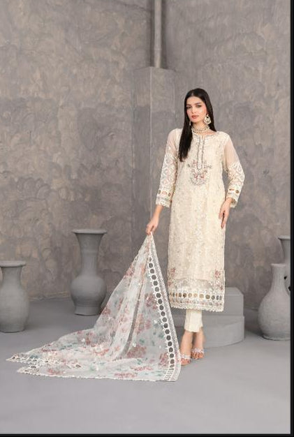 Dilkash - Tawakkal - semi-stich fancy heavy ebroidered organza suit for women