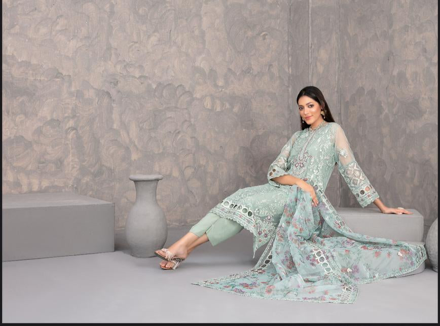 Dilkash - Tawakkal - semi stich fancy heavy embroidered organza suit for women