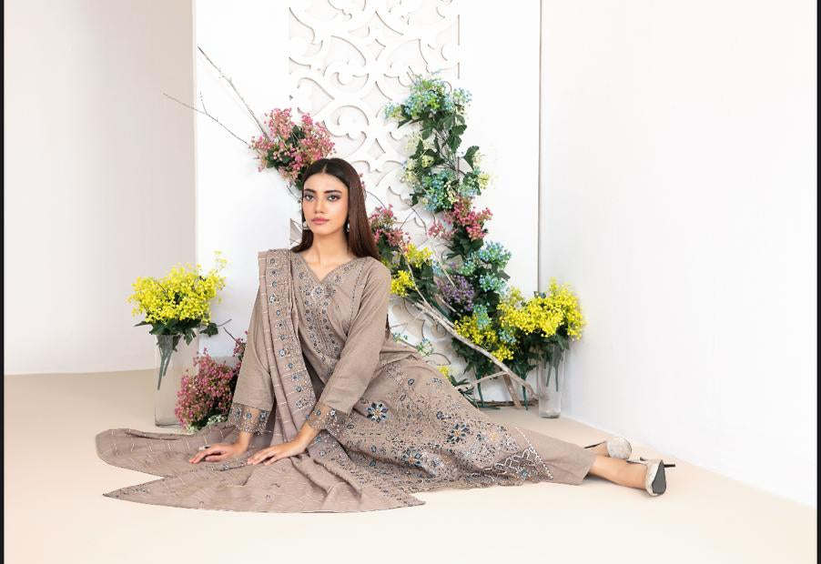 TAREEF - Tawakkal - Un-Stitched exclusive emboidered karandi suit for women