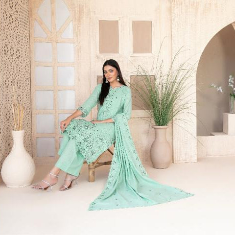 TAREF - Tawakkal - Un-Stitched exclusive embroidered karandi suit for women