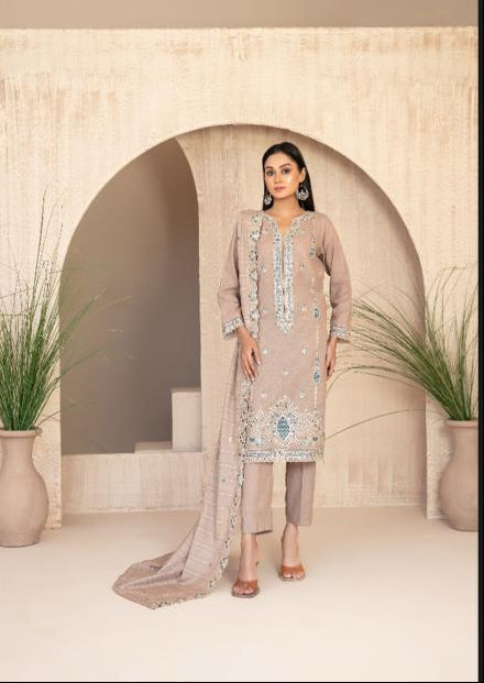 tareef - Tawakkal - unstiched exclusive embroidered karandi suit for women