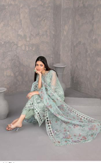 Dilkash - Tawakkal - semi stich fancy heavy embroidered organza suit for women